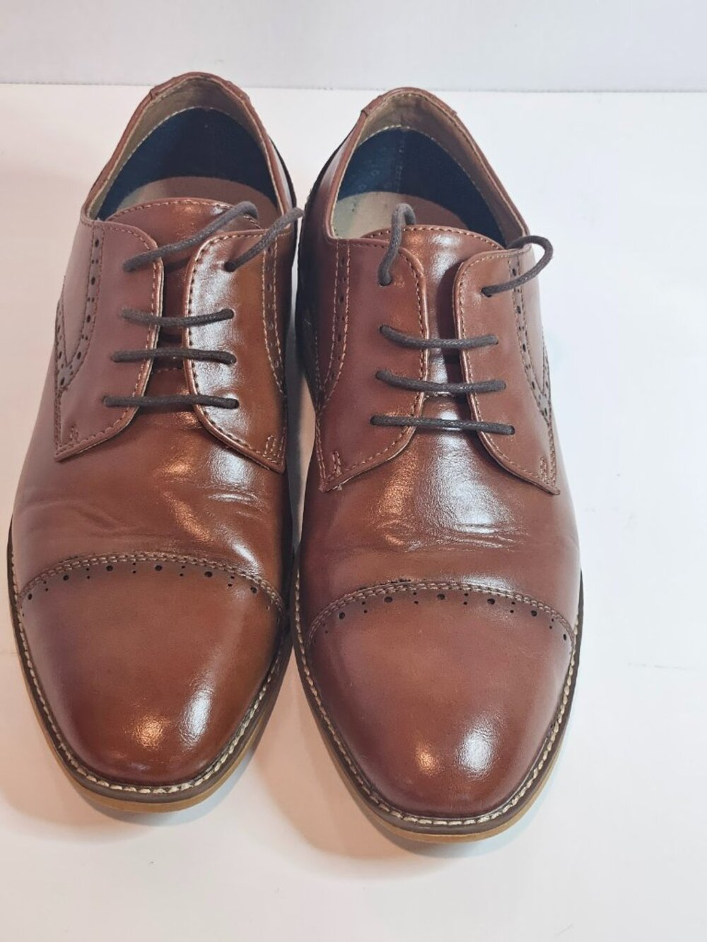 Ashford Hayes Classic Brown Leather Kids Dress Oxfords Size 6